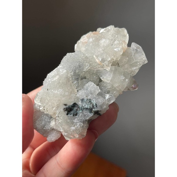 Clear Apophyllite on Blue Chalcedony | Apophyllite Specimen with Stilbite - Picture 4 of 8